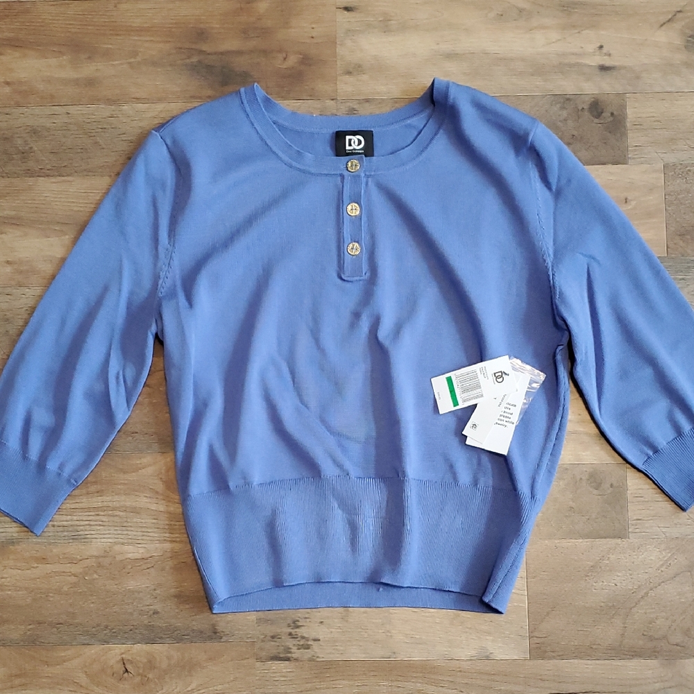 NWT Dee Ocleppo Blue Large Button-Up Sweater Large